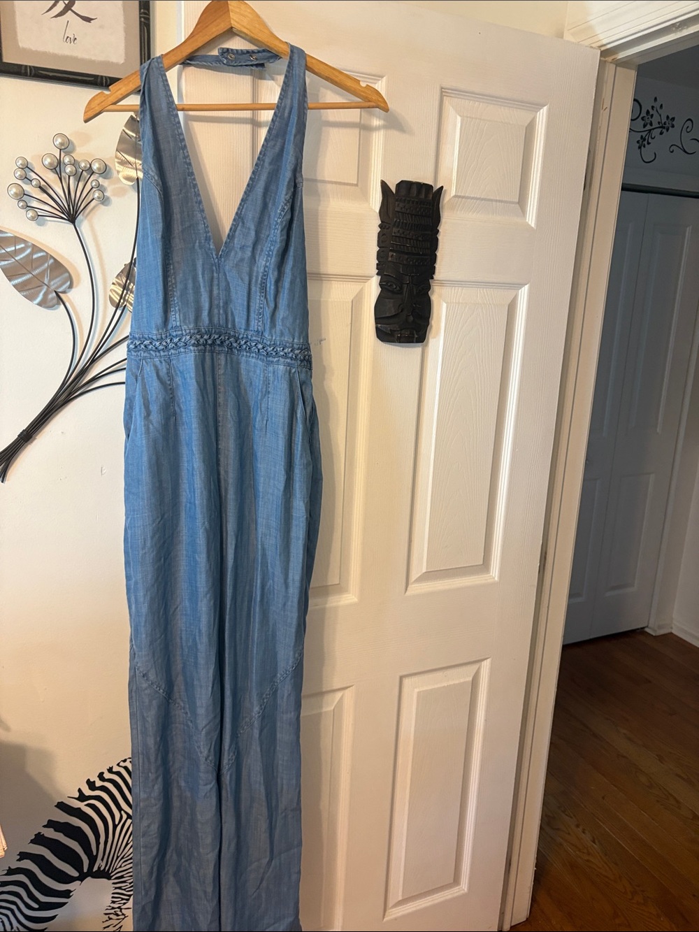 Guess Light Blue Chambray V-Neck Top